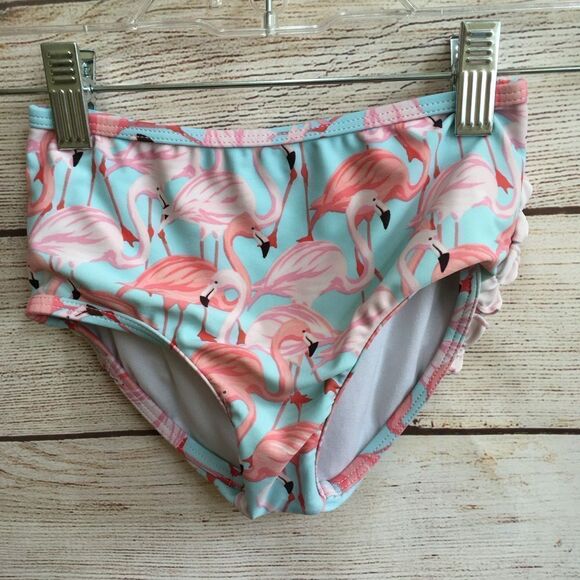 RUFFLE BUTTS TWO‎ PIECE SWIMSUIT IN FLAMINGO PRINT - Picture 4 of 8